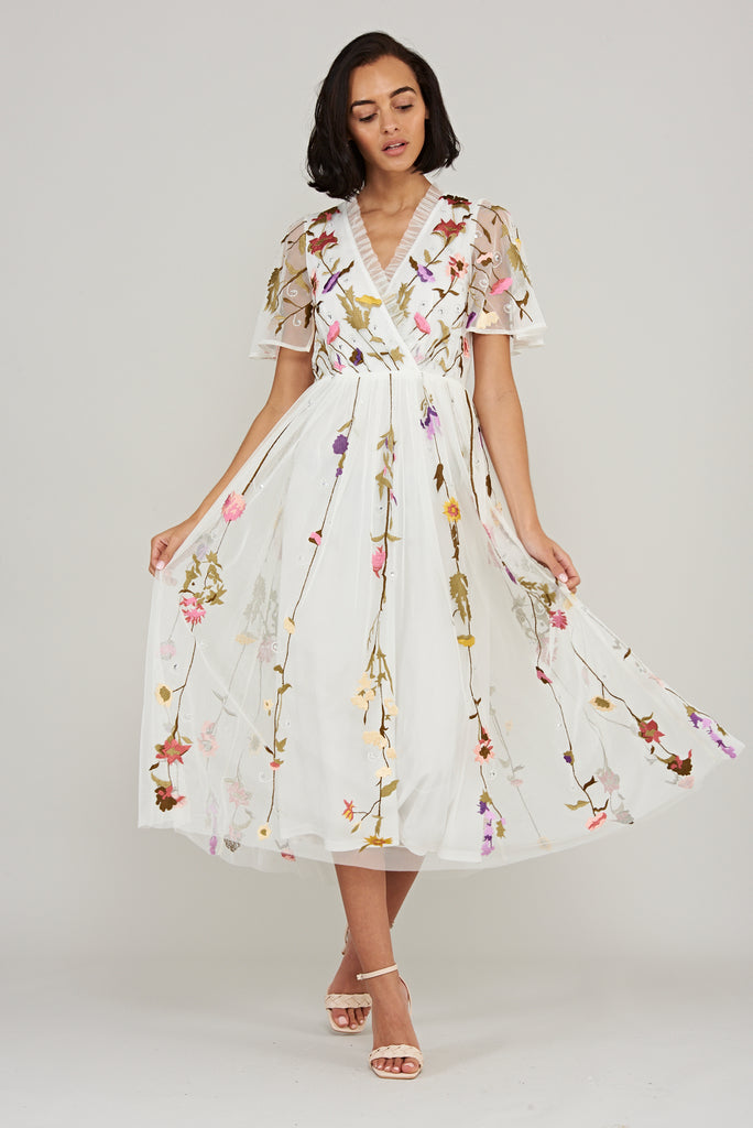 Lorella Floral Wrap Front Midi Dress ...